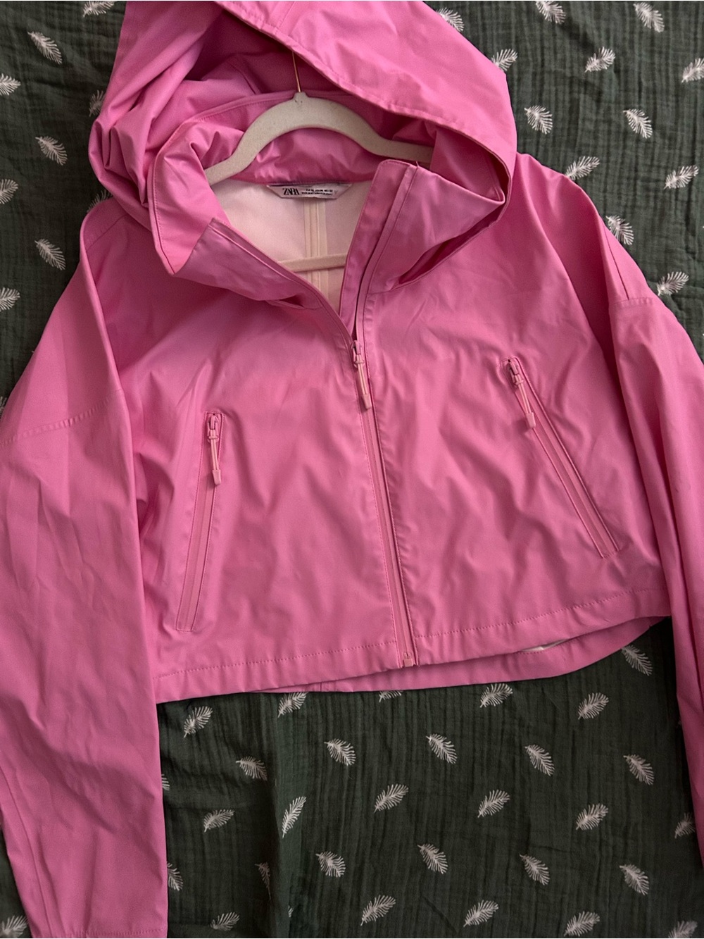 ZARA Bright Pink Hooded Utility Jacket